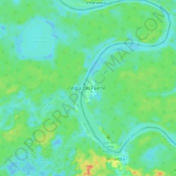 Mappa topografica Vigía del Fuerte, altitudine, rilievo