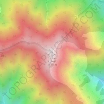 Mappa topografica Mount Baden-Powell, altitudine, rilievo