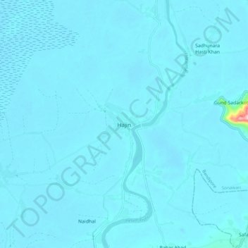 Mappa topografica Hajin, altitudine, rilievo