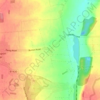 Mappa topografica Thealby, altitudine, rilievo