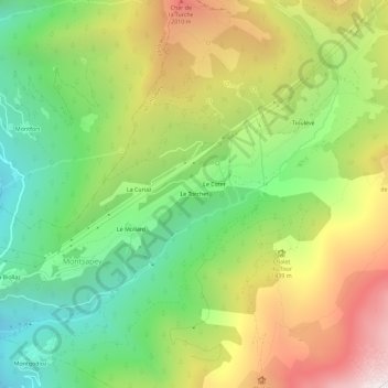 Mappa topografica Le Torchet, altitudine, rilievo