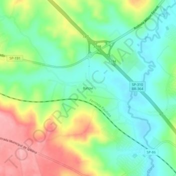 Mappa topografica Batovi, altitudine, rilievo