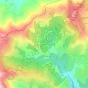 Mappa topografica U Vignale, altitudine, rilievo