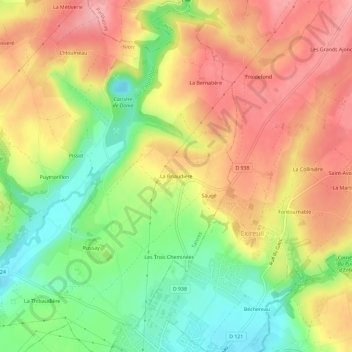 Mappa topografica La Briaudière, altitudine, rilievo