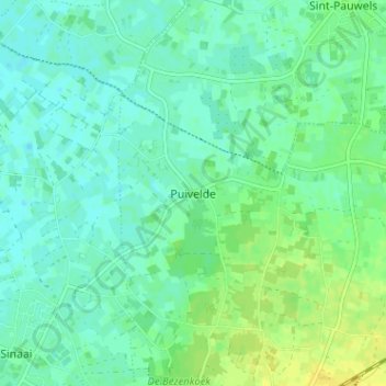 Mappa topografica Puyvelde, altitudine, rilievo