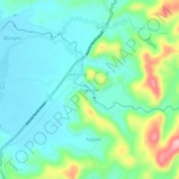 Mappa topografica Saguigui, altitudine, rilievo
