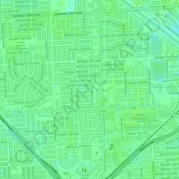 Mappa topografica Cloverleaf Park, altitudine, rilievo