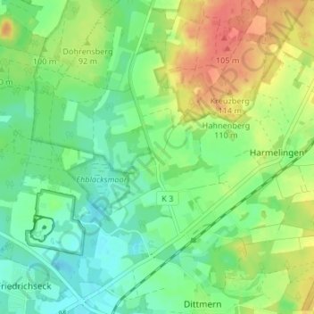Mappa topografica Deimern, altitudine, rilievo