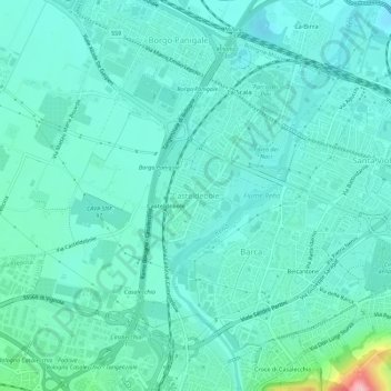 Mappa topografica Casteldebole, altitudine, rilievo