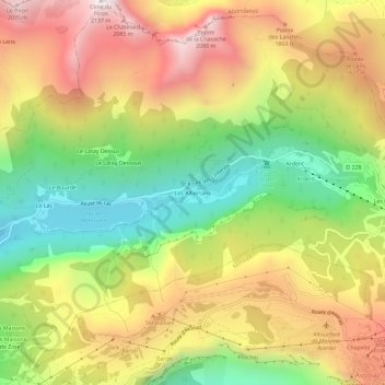 Mappa topografica Les Albertans, altitudine, rilievo