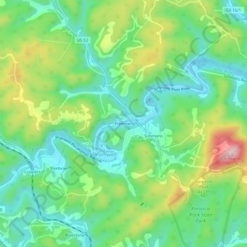 Mappa topografica Freeman, altitudine, rilievo
