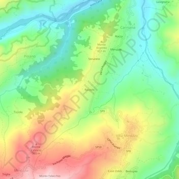 Mappa topografica Razzolo, altitudine, rilievo
