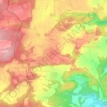 Mappa topografica Ittenhausen, altitudine, rilievo