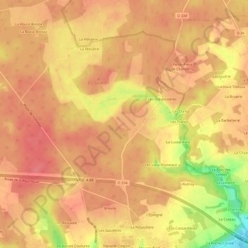 Mappa topografica Les Robichonnes, altitudine, rilievo