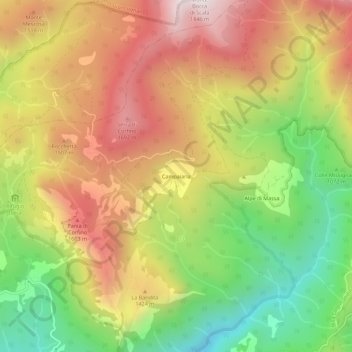 Mappa topografica Campaiana, altitudine, rilievo