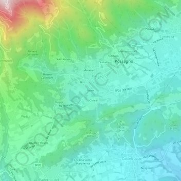 Mappa topografica Rover, altitudine, rilievo