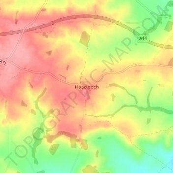 Mappa topografica Haselbech, altitudine, rilievo