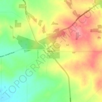 Mappa topografica Wubin, altitudine, rilievo