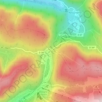 Mappa topografica Col des Feignes sous Vologne, altitudine, rilievo