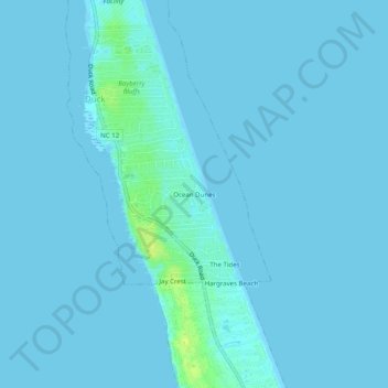 Mappa topografica Ocean Dunes, altitudine, rilievo