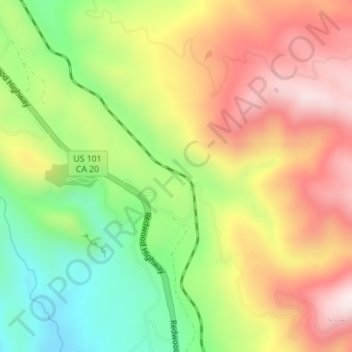Mappa topografica Ridge, altitudine, rilievo