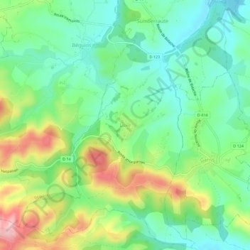 Mappa topografica Luxe, altitudine, rilievo
