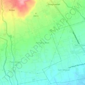 Mappa topografica Anilao Labac, altitudine, rilievo