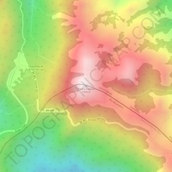 Mappa topografica Pedra Furada, altitudine, rilievo