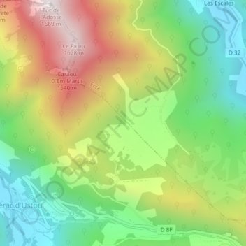 Mappa topografica Gouffre d'Ajeou, altitudine, rilievo