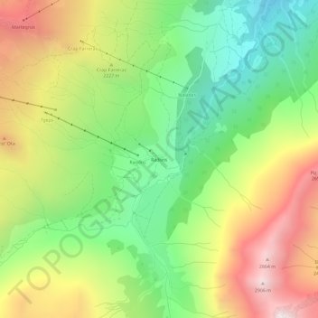 Mappa topografica Radons, altitudine, rilievo