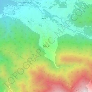 Mappa topografica Tikhfist, altitudine, rilievo