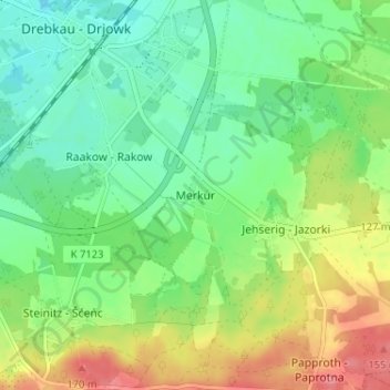 Mappa topografica Merkur, altitudine, rilievo