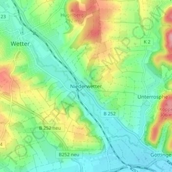 Mappa topografica Niederwetter, altitudine, rilievo