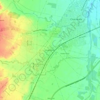 Mappa topografica Strada Statale, altitudine, rilievo
