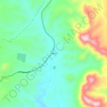Mappa topografica Shafter, altitudine, rilievo