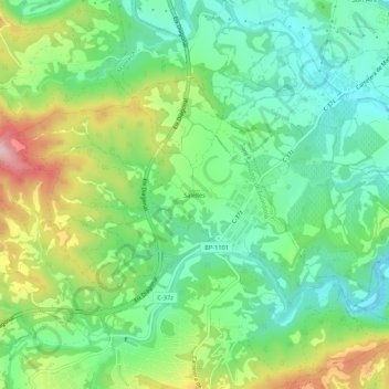 Mappa topografica Salelles, altitudine, rilievo