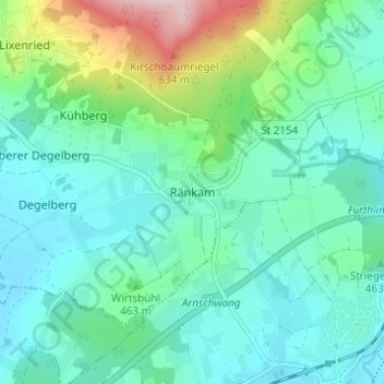 Mappa topografica Ränkam, altitudine, rilievo