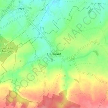 Mappa topografica Clermont, altitudine, rilievo