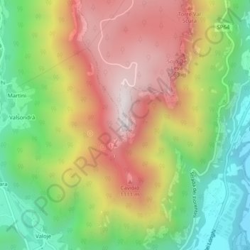 Mappa topografica Monte Cimone, altitudine, rilievo