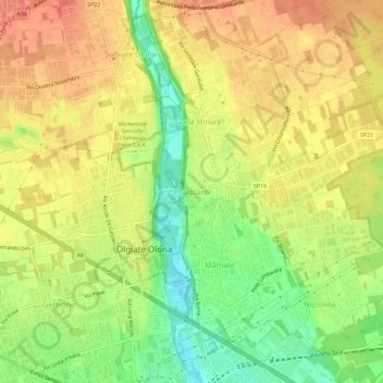 Mappa topografica Prospiano, altitudine, rilievo