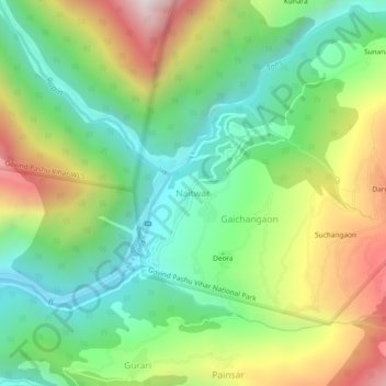 Mappa topografica Naitwar, altitudine, rilievo