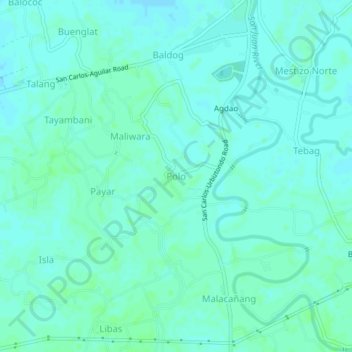 Mappa topografica Polo, altitudine, rilievo