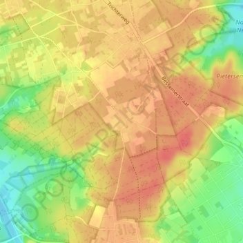 Mappa topografica Roelen, altitudine, rilievo