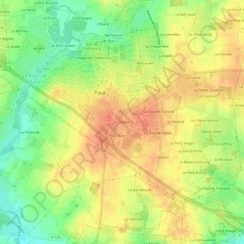 Mappa topografica La Teillais, altitudine, rilievo