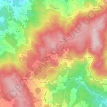 Mappa topografica Falcão, altitudine, rilievo