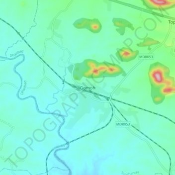 Mappa topografica Gomoh, altitudine, rilievo