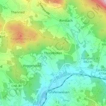 Mappa topografica Thürnhofen, altitudine, rilievo