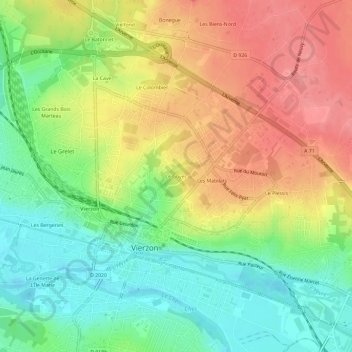 Mappa topografica Le Goyer, altitudine, rilievo