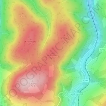Mappa topografica Wolkenberg, altitudine, rilievo