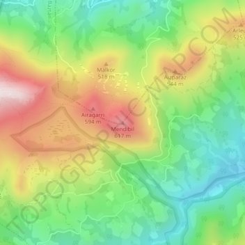Mappa topografica Mendibil, altitudine, rilievo